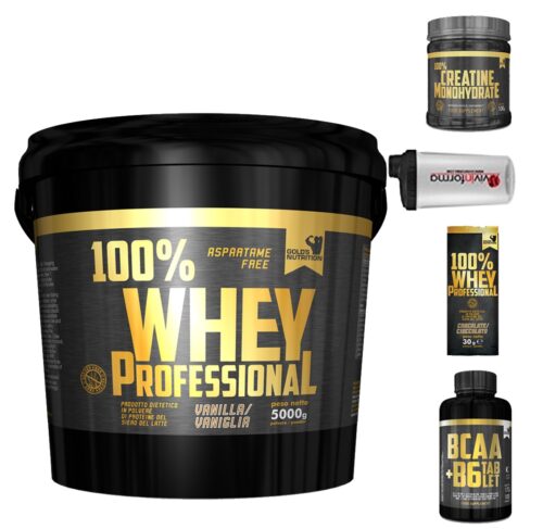 Gold's Nutrition proteine 5 kg Vaniglia + BCAA + Creatina + OMAGGI