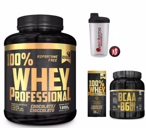 Gold's Nutrition 100% whey protein professional 1,8 kg proteine siero Vaniglia + BCAA Gold's Nutrition 380cpr + OMAGGI