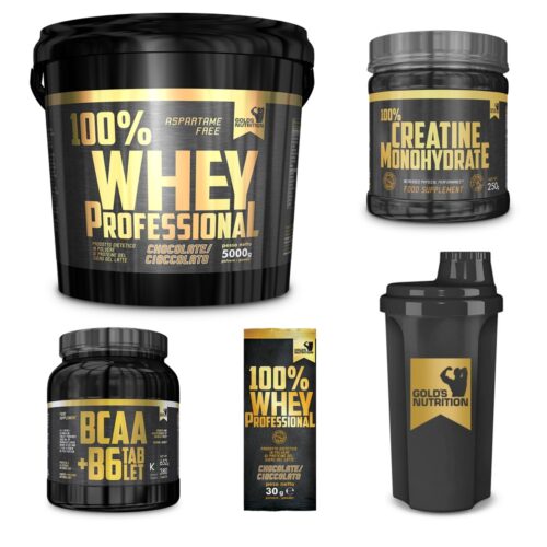 100% Whey Professional 5 kg proteine siero + Bcaa + Creatina + Shaker Gold's Nutrition