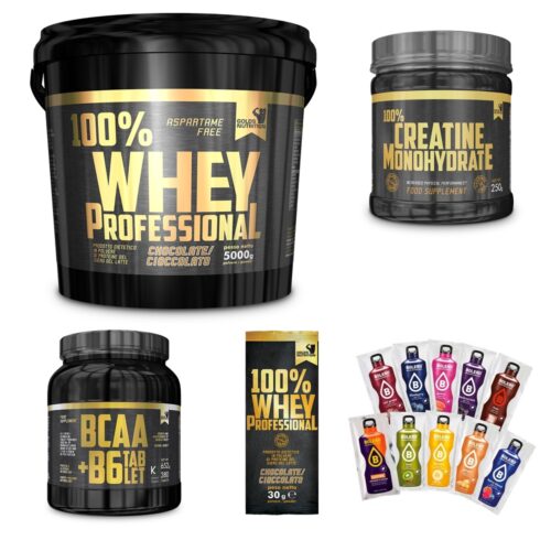 100% Whey Professional 5 kg proteine siero + Bcaa + Creatina Gold's Nutrition + Bolero Bustina