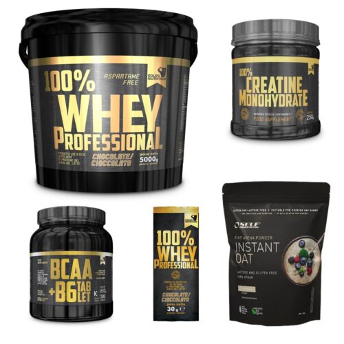 100% Whey Professional 5 kg proteine siero + Bcaa + Creatina Gold's Nutrition + Avena Self Nutrition