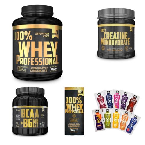 100% Whey Professional 1,8 kg proteine siero + Bcaa + Creatina Gold's Nutrition + Bolero Bustina
