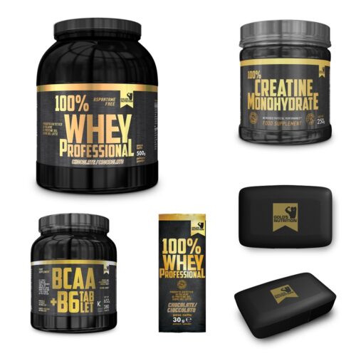 100% Whey Professional 500 g proteine siero + Bcaa + Creatina + Portapillole Gold's Nutrition