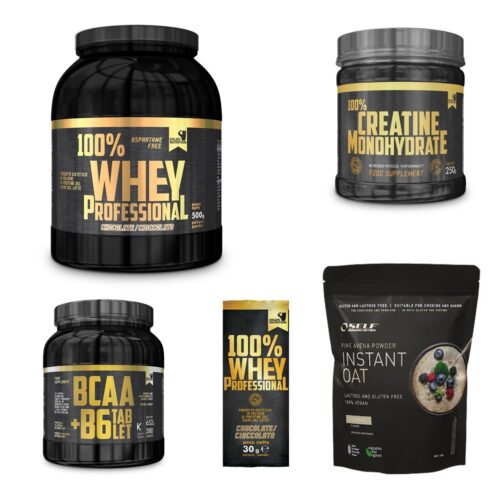 100% Whey Professional 500 g proteine siero + Bcaa + Creatina Gold's Nutrition + Avena Self Nutrition